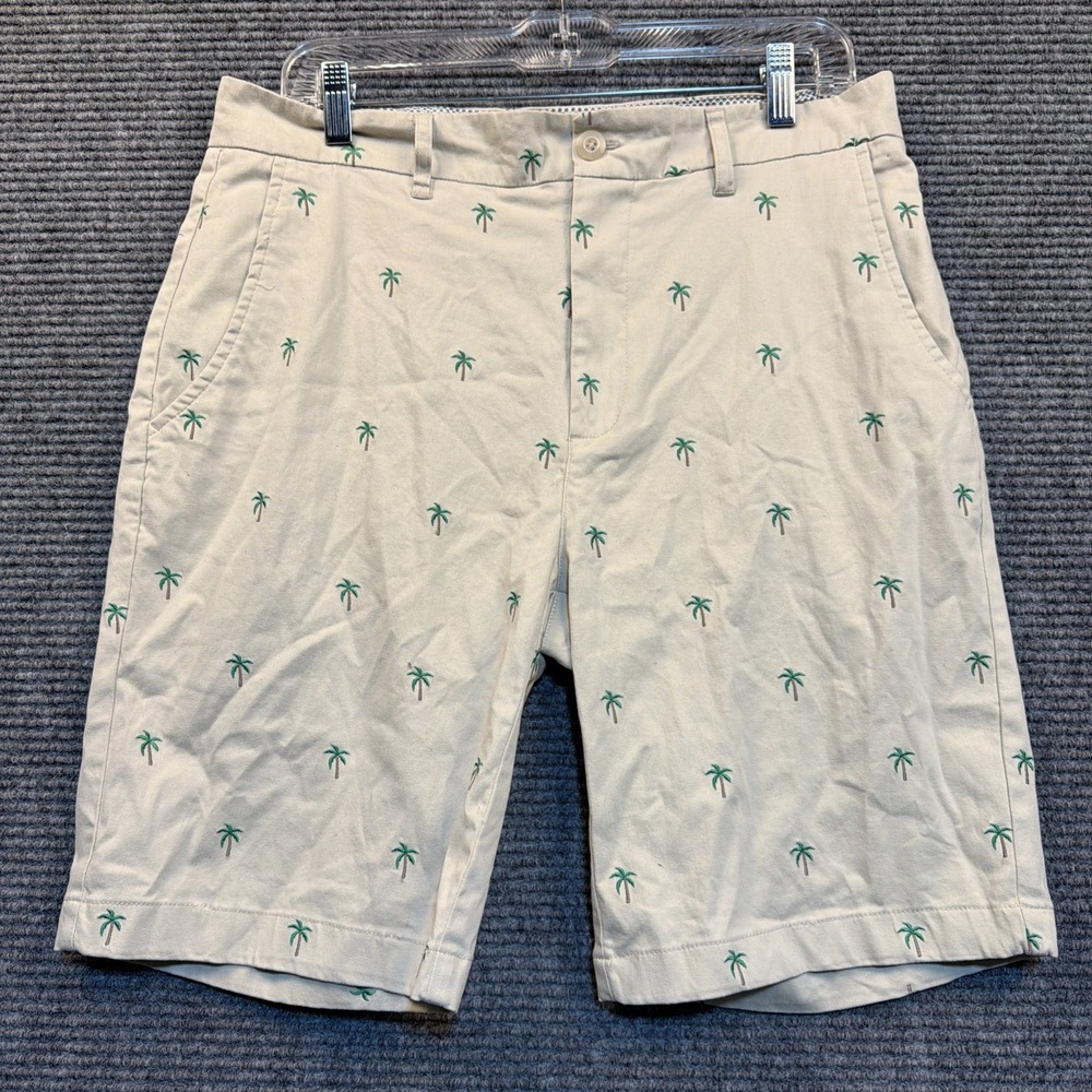 Isaac Mizrahi Palm Tree Golf Khaki Men's 33-9"Shorts Boho Sport Resort Beachy